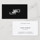 モダンモノグラムの白黒シンプルテンプレート 名刺 (正面/裏面)