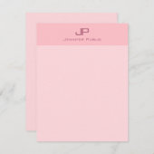 モダンモノグラムの赤面ピシンプルンクテンプレート ノートカード (正面/裏面)