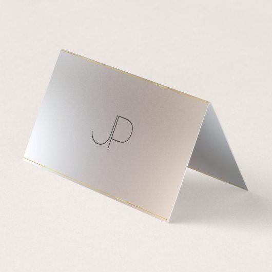 モダンモノグラムの金ゴールドシルバールックエレガント 名刺 (裏面)