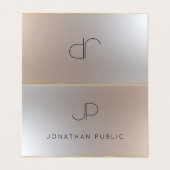 モダンモノグラムの金ゴールドシルバールックエレガント 名刺 (外部フラット)