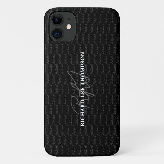 モダンモノグラムの黒 Case-Mate iPhoneケース (裏面)