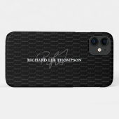 モダンモノグラムの黒 Case-Mate iPhoneケース (裏面(横))