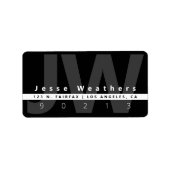 モダンモノグラムの |白黒とグレーアドレス ラベル (正面)