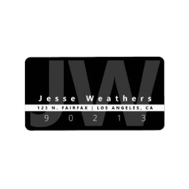 モダンモノグラムの |白黒とグレーアドレス ラベル