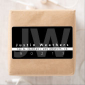 モダンモノグラムの |白黒とグレーアドレス ラベル (インサイチュ)