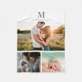 モダンモノグラムのPhoto collage Gray & White フリースブランケット (正面)