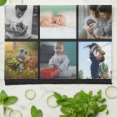 モダンモノグラムのphoto collage instagram black キッチンタオル (折り畳み)