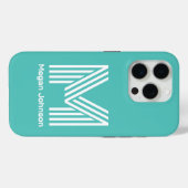 モダンモノグラムアクア Case-Mate iPhoneケース (裏面 (横))