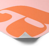 モダンモノグラムイニシャルレター パステルピンクオレンジ ポスター (角)