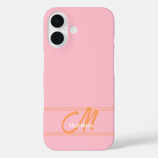 モダンモノグラムイニシャル名入りピンク Case-Mate iPhoneケース (裏面)