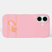 モダンモノグラムイニシャル名入りピンク Case-Mate iPhoneケース (裏面 (横))