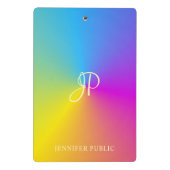 モダンモノグラムカラフルメタリックルックテンプレート ミニクリップボード (裏面)