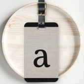 モダンモノグラムシンプルイニシャルベージュリネンルック ラゲッジタグ