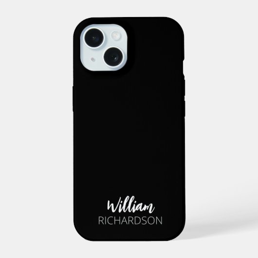 モダンモノグラムスクリプト名 iPhone 15ケース (裏面)