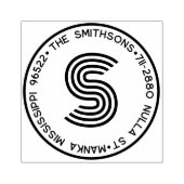 モダンモノグラムパーソナライズされたファミリー名と住所 ラバースタンプ (インプリント)