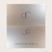 モダンモノグラムフェイク金ゴールド銀エレガントテンプレート 名刺 (外部フラット)