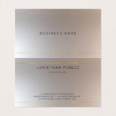 モダンモノグラムフェイク金ゴールド銀エレガントテンプレート 名刺 (内部フラット)