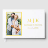 モダンモノグラムフォトウェディングゴールドフォイル ゲストブック (正面)