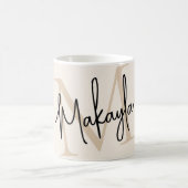 モダンモノグラム名前 コーヒーマグカップ (中央)