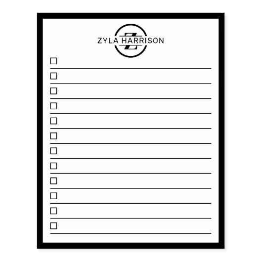 モダンモノグラム名前TODOリスト ラバースタンプ (インプリント)