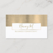 モダンモノグラム金属金ゴールドおよびホワイトコンサルタント 名刺 (正面)