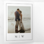 モダンモノグラム黒と白結婚の 三つ折りプログラム (内部最初)