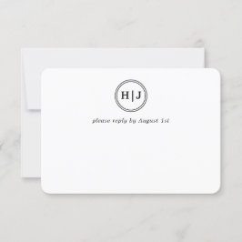 モダンモノグラム黒と白結婚の 出欠カード