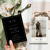 モダンモノグラム黒と白結婚の 招待状