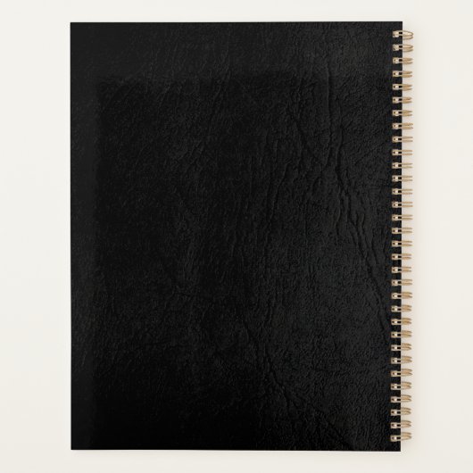 モダンモノグラム黒金ゴールド名スクリプトエレガント プランナー手帳 (裏面)