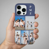 モダンモノグラム5枚フォトコラージュダスクブルー iPhoneケース