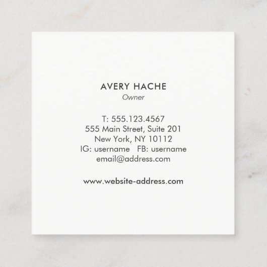 モダンモノグラム、プロフェッショナルシルバーグレー スクエア名刺 (裏面)