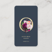 モダンモノグラムOエレガントフローラブラック金ゴールド 名刺 (正面)