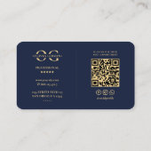 モダンモノグラムOロエレガントゴDark Navy Blue 名刺 (裏面)