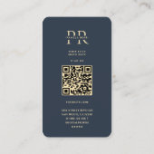 モダンモノグラムPエレガントダークブルー金ゴールド 名刺 (裏面)