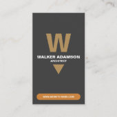 (モダンモノグラムQR)ブロンズ&マットブラック 名刺 (正面)