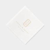 モダンモノグラ結婚ムイニシャル白 箔ナプキン (右)