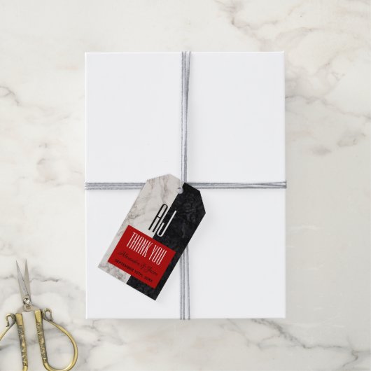 モダンモノグ結婚ラムありがとう ギフトタグ (より糸付き)