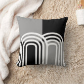 モダンモノトーンの白黒イニシャルパターン クッション (ブランケット)