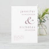 モダンモーヴアンパサンド写真結婚式 セーブザデート (スタンド正面)