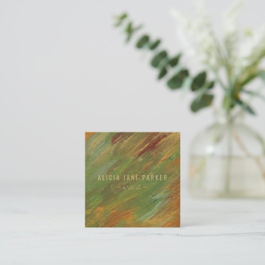 モダンユニークエレガント抽象芸術 スクエア名刺 (スタンド正面)