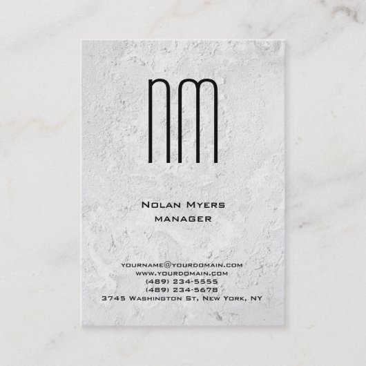 モダンユニークグレイ壁テクスチャモノグラム 名刺 (正面)