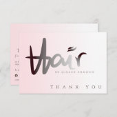 モダンユニークプロフェッショナルフェイクヘアタイポグラフィ サンキューカード (正面/裏面)