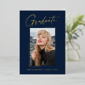モダンユニークミニマルInk Script Graduate Card 箔招待状 (立ち正面)