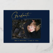 モダンユニークミニマルInk Script Graduate Card 箔招待状 (正面)