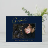 モダンユニークミニマルInk Script Graduate Card 箔招待状 (立ち正面)