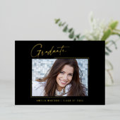 モダンユニークミニマルInk Script Graduate Card 箔招待状 (立ち正面)