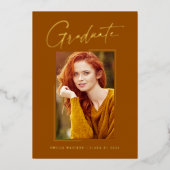 モダンユニークミニマルInk Script Graduate Card 箔招待状 (正面)