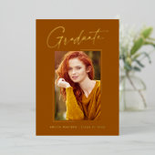 モダンユニークミニマルInk Script Graduate Card 箔招待状 (立ち正面)