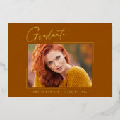 モダンユニークミニマルInk Script Graduate Card 箔招待状 (正面)