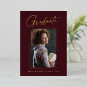 モダンユニークミニマルInk Script Graduate Card 箔招待状 (立ち正面)